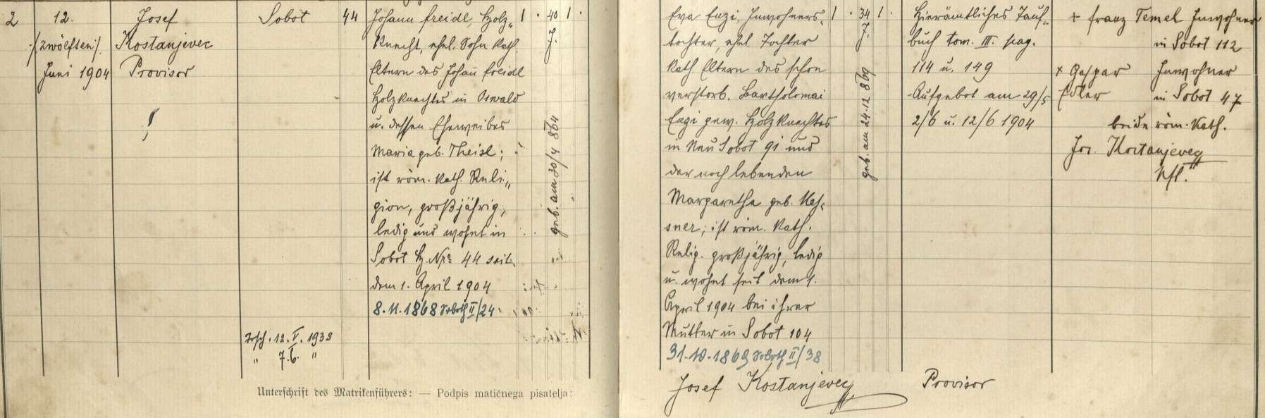 Eheschließung 1904