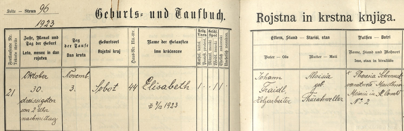 Taufbuch Soboth 5, 1906–1938