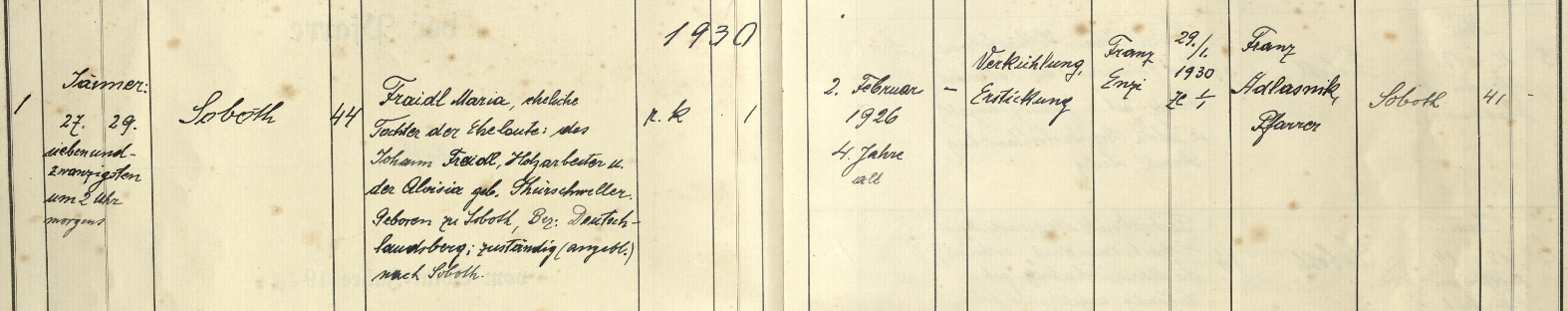 Sterbebuch Soboth 4, Seite 1