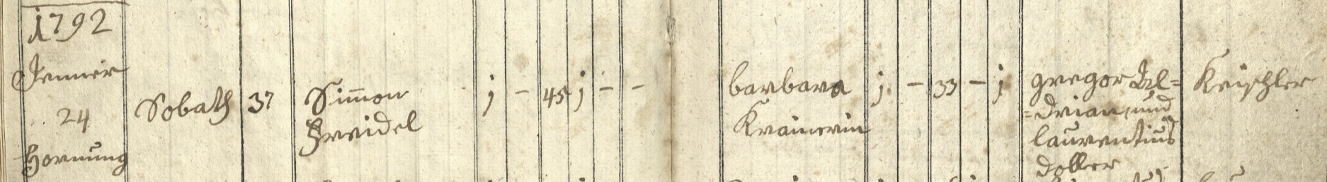 Trauung Simon Freidel 1792
